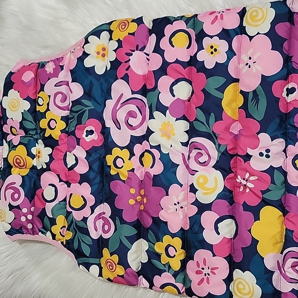 Hanna Andersson Girls 8 Floral Puffer Zipper Vest - Picture 10 of 10